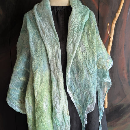 Nuno Felt Shawl- Seafoam