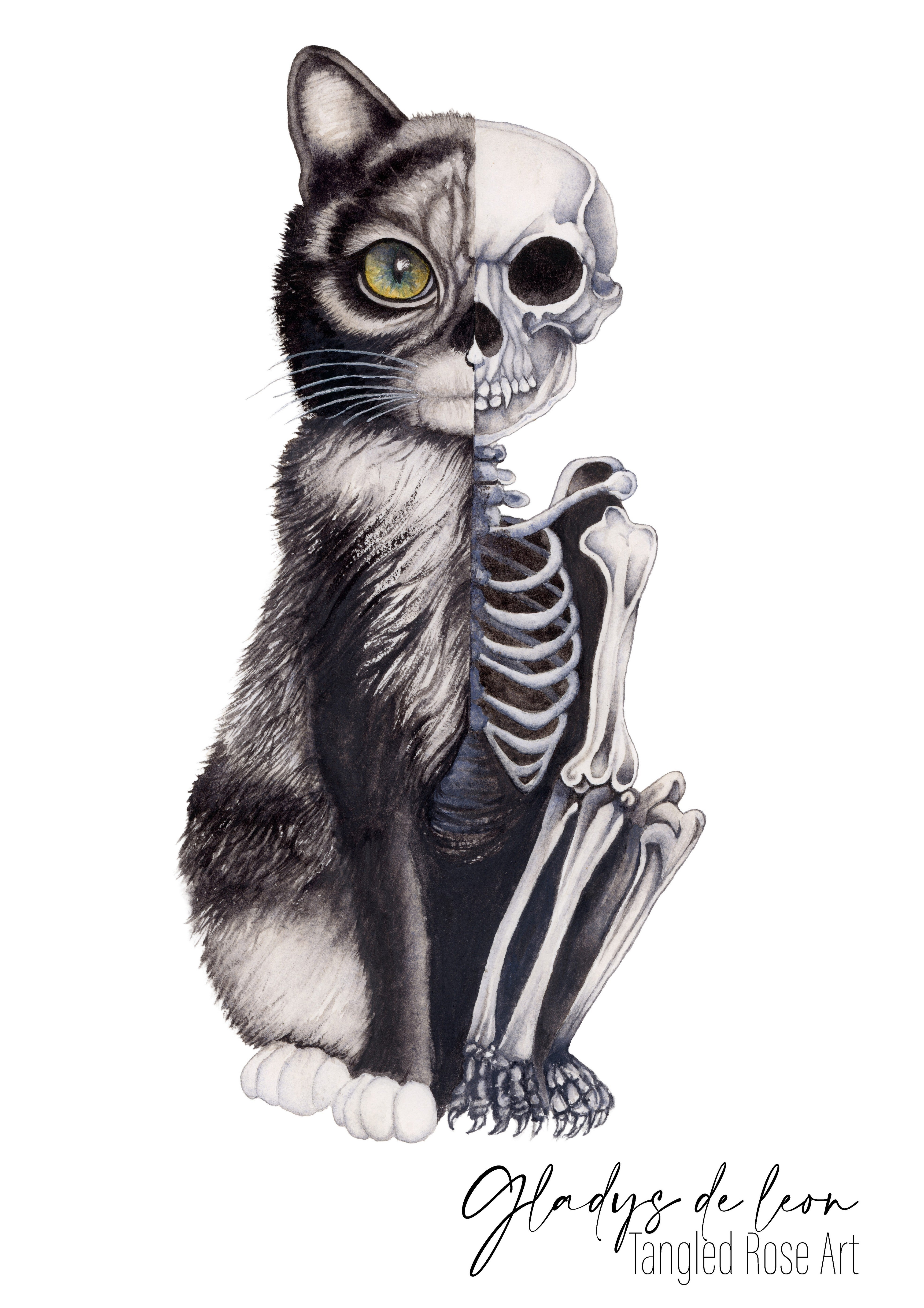 BONE AND WHISKER ARCHIVAL PRINTS AND CARD - TANGLED ROSE ART