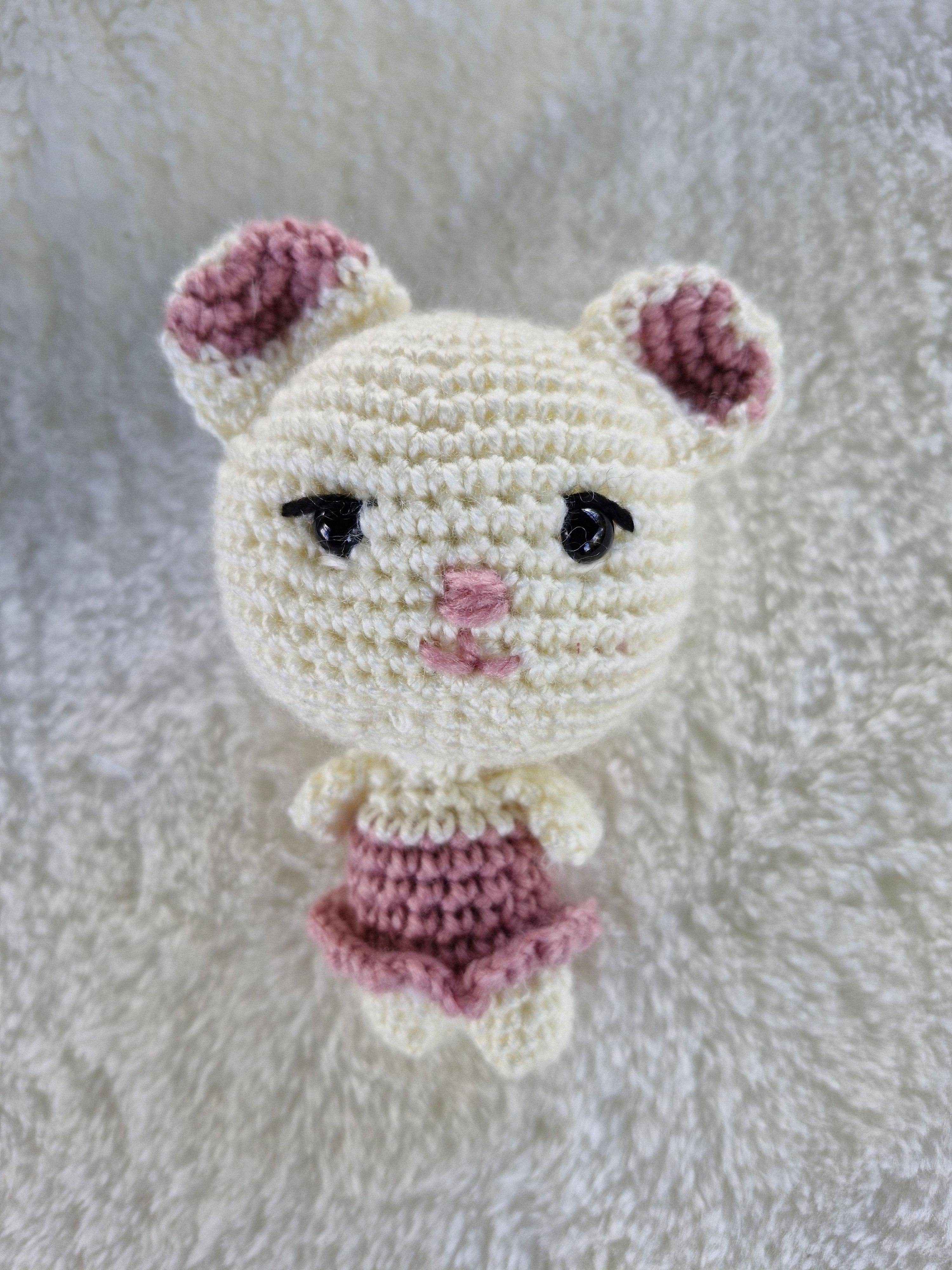Sweet Pocket size mini Crochet Teddy Bear, Mouse