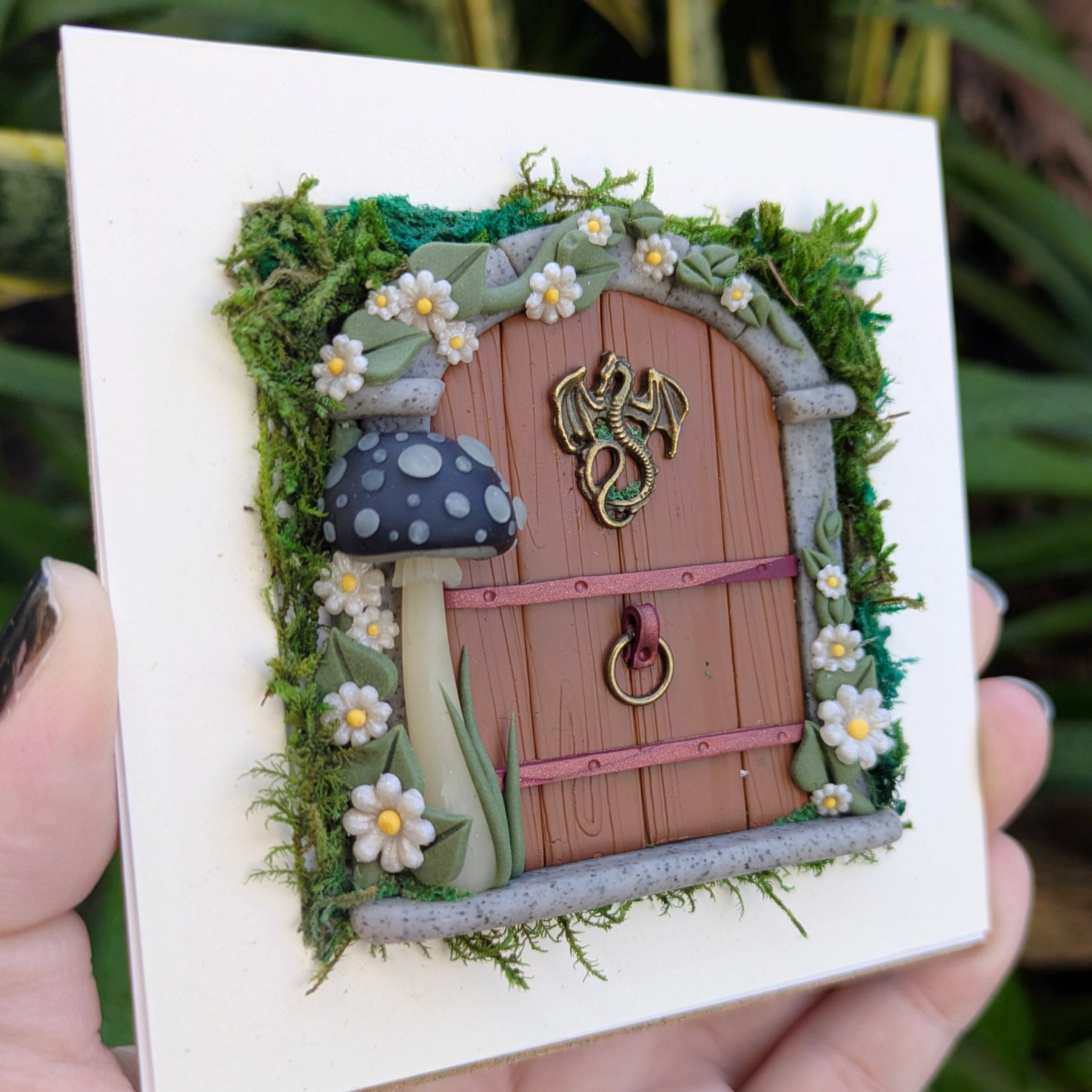 Medieval Dragon Fairy Door Shadow Box – Hand Sculpted Miniature Fantasy Decor