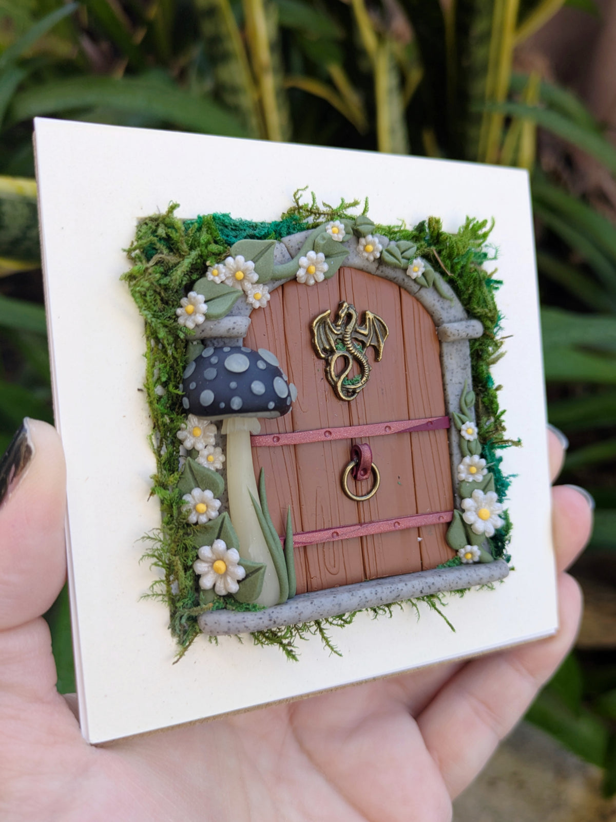 Medieval Dragon Fairy Door Shadow Box – Hand Sculpted Miniature Fantasy Decor