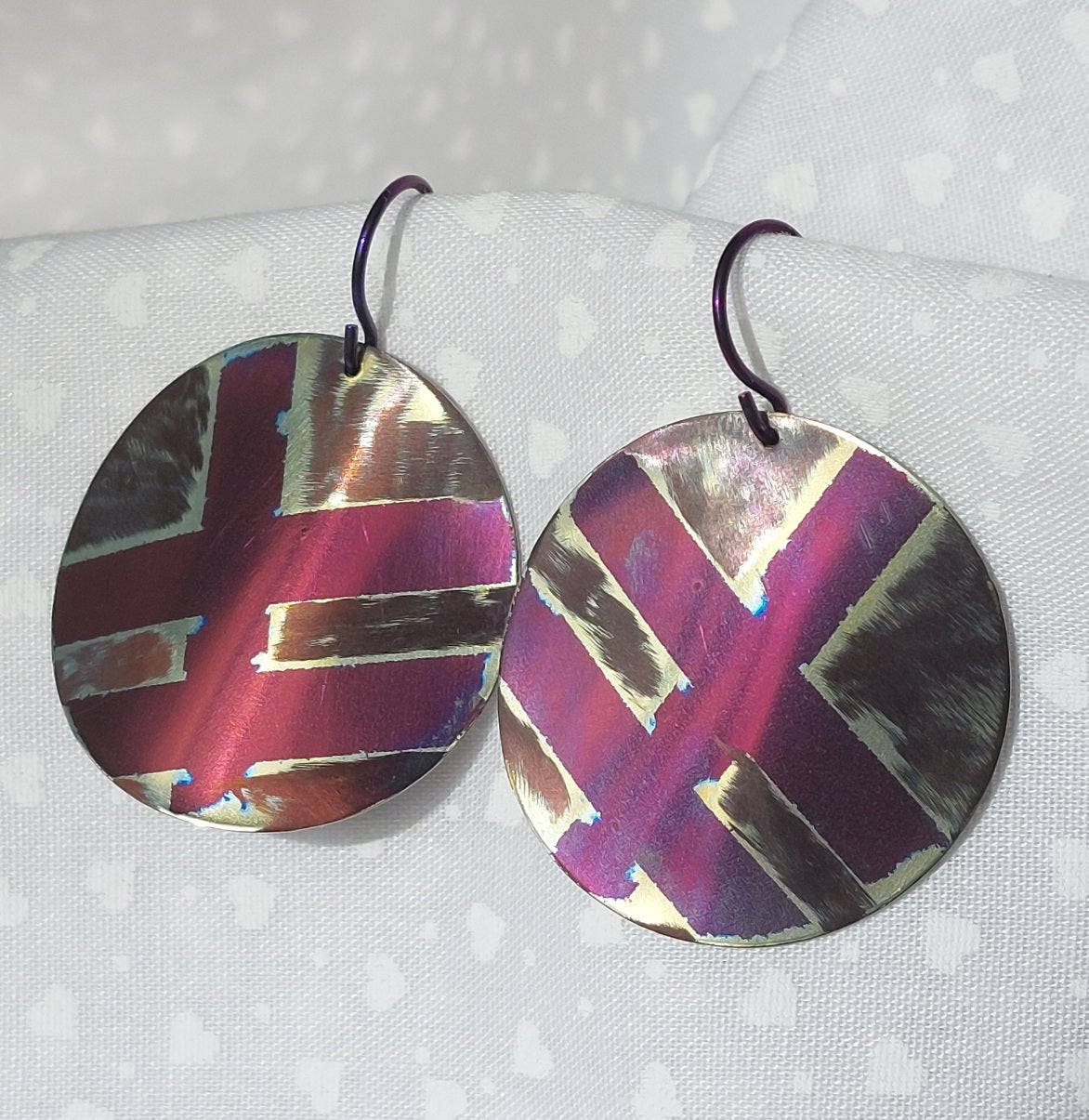 Titanium Disc Dangles- Eggplant Purple
