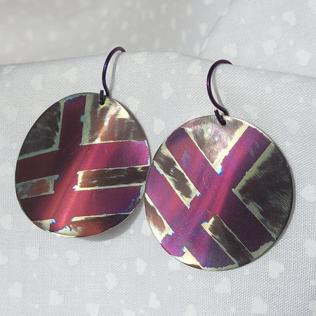 Titanium Disc Dangles- Eggplant Purple