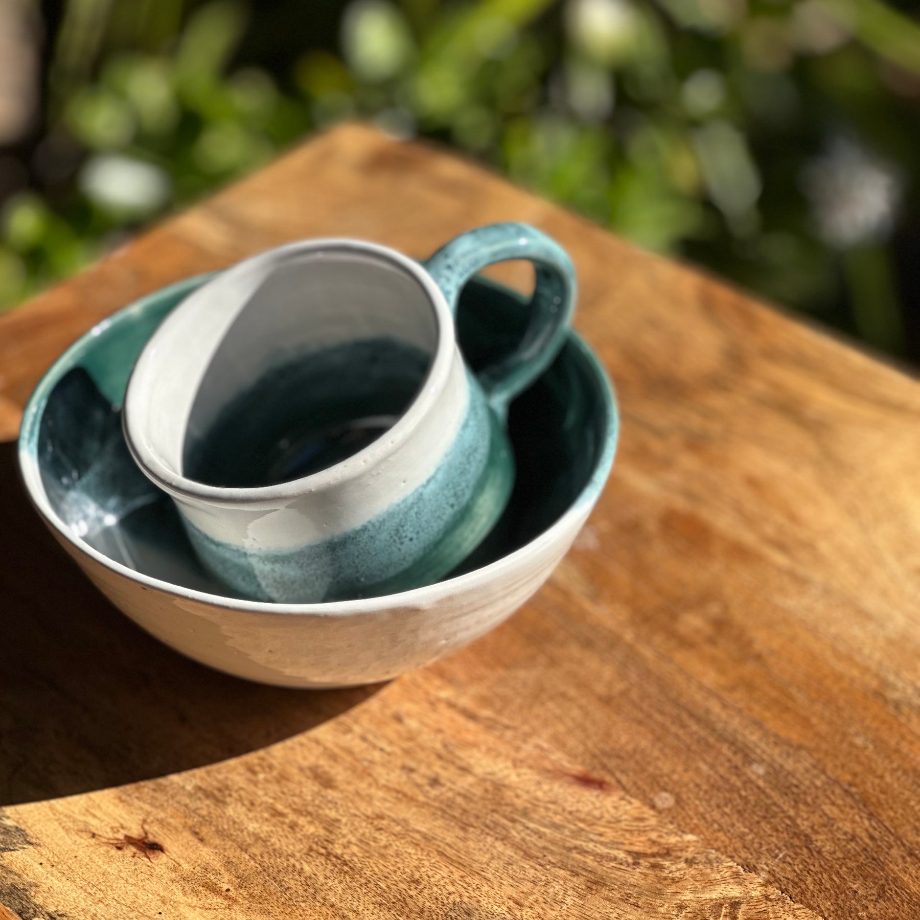 Sea Glass Handmade Mug & Bowl Set | Australian Stoneware Pottery