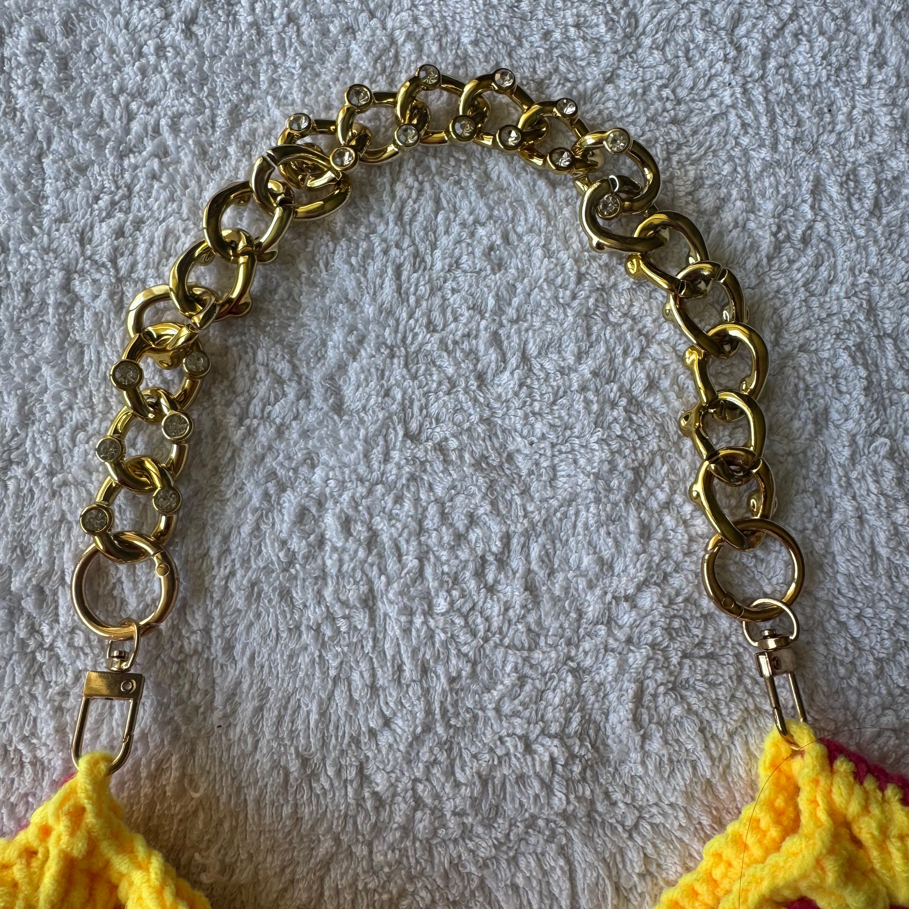 Bright Boho Crochet Shoulder Bag Chain Handle