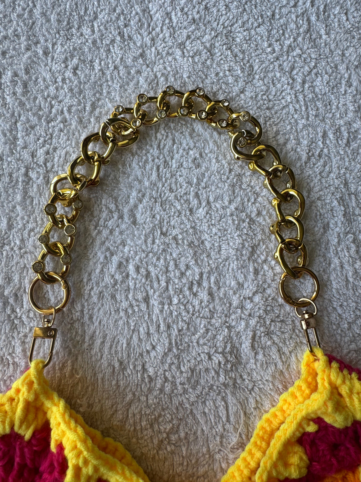 Bright Boho Crochet Shoulder Bag Chain Handle