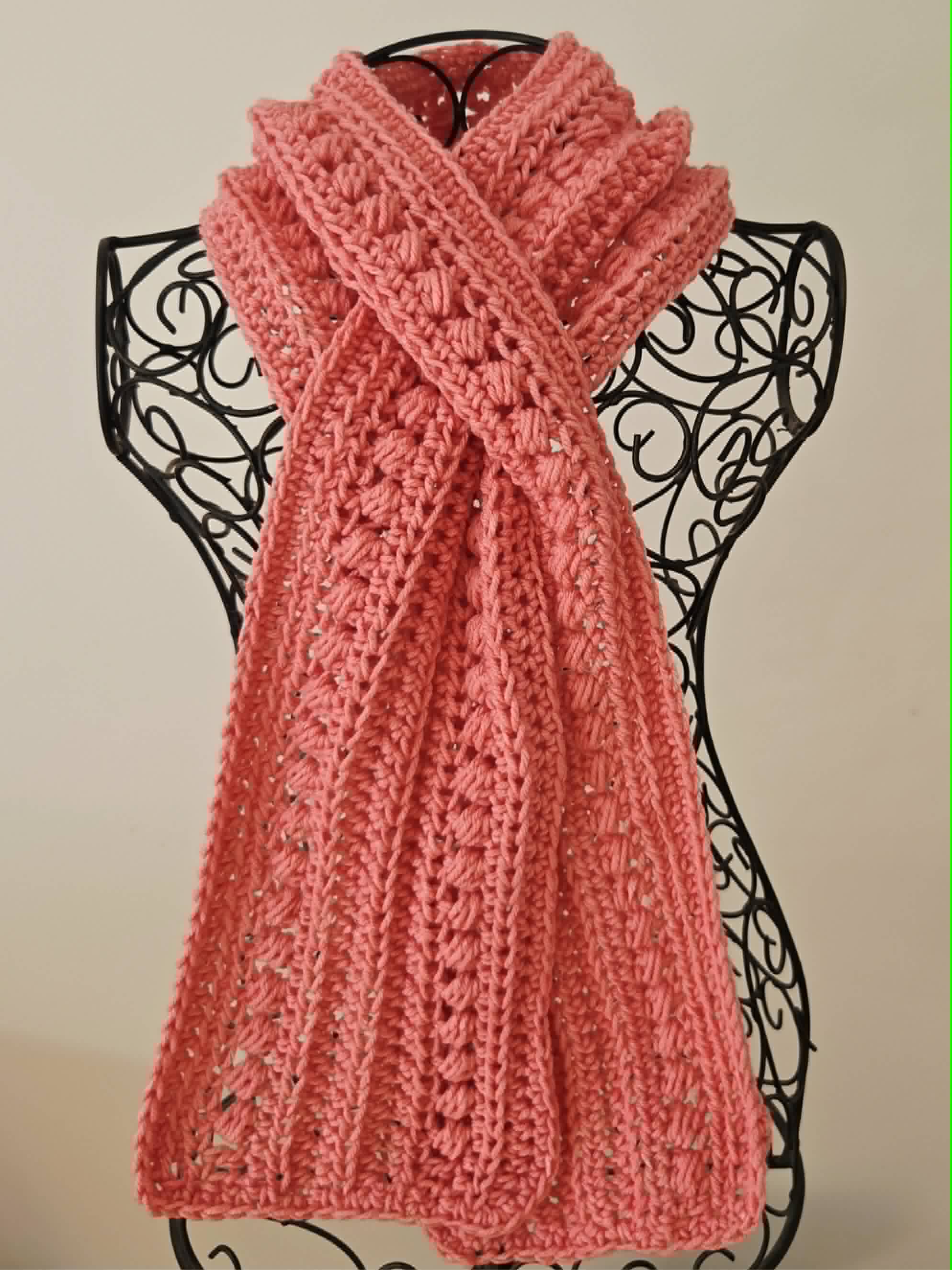 Crochet Keyhole Scarf | Handmade Ladies Neckwarmer | Adult | Peach Pink tones