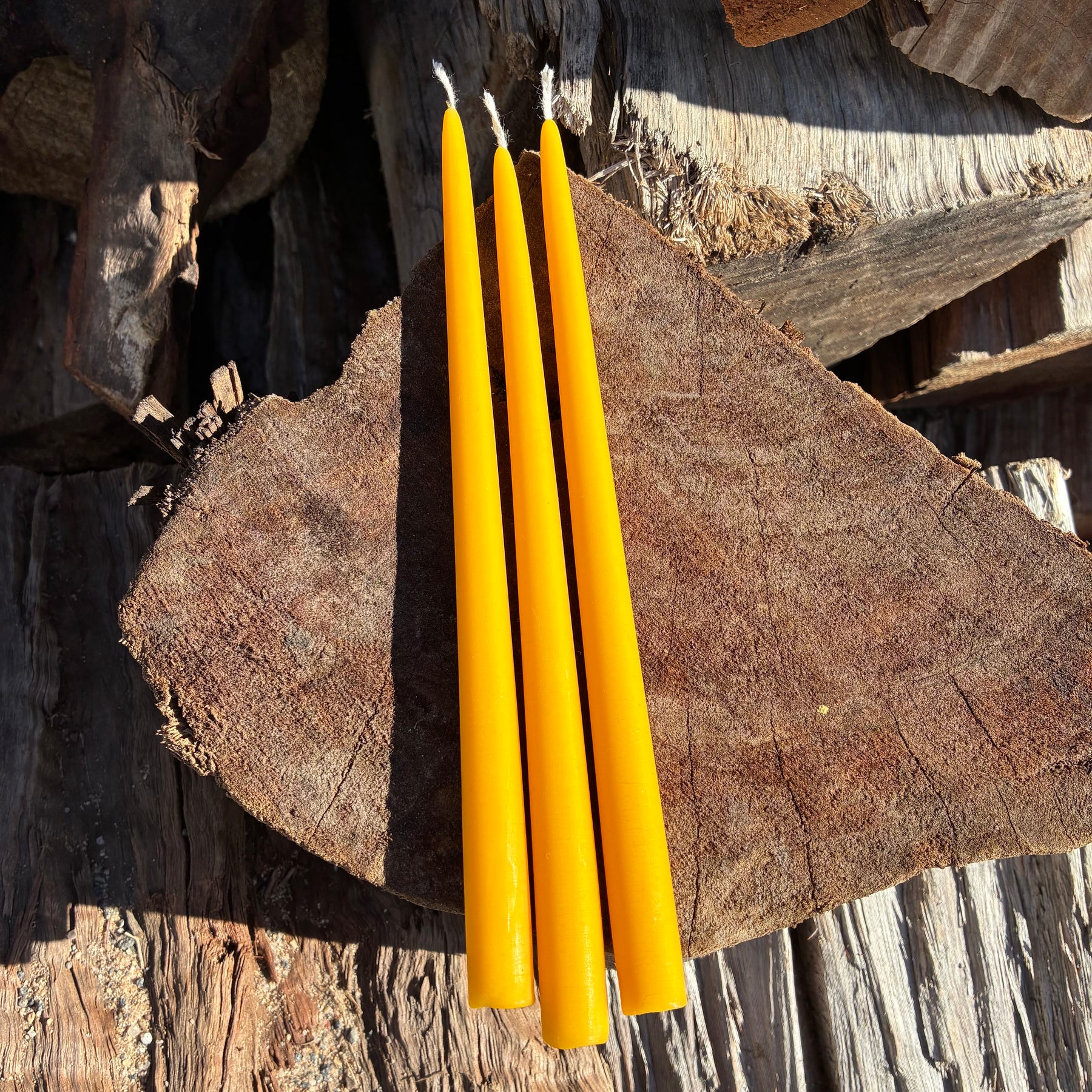 Slim Beeswax Taper Candles - Bundle of 3