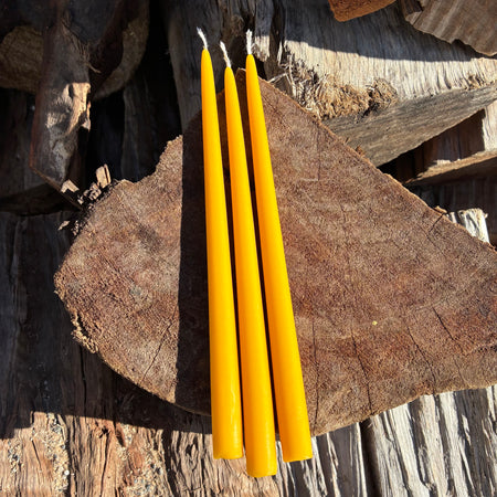 Slim Beeswax Taper Candles - Bundle of 3