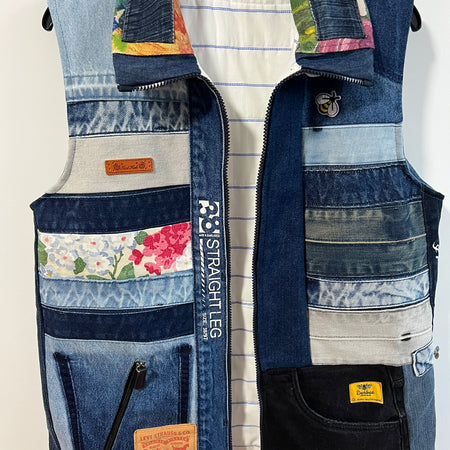 Upcycles Patchwork Denim Vest