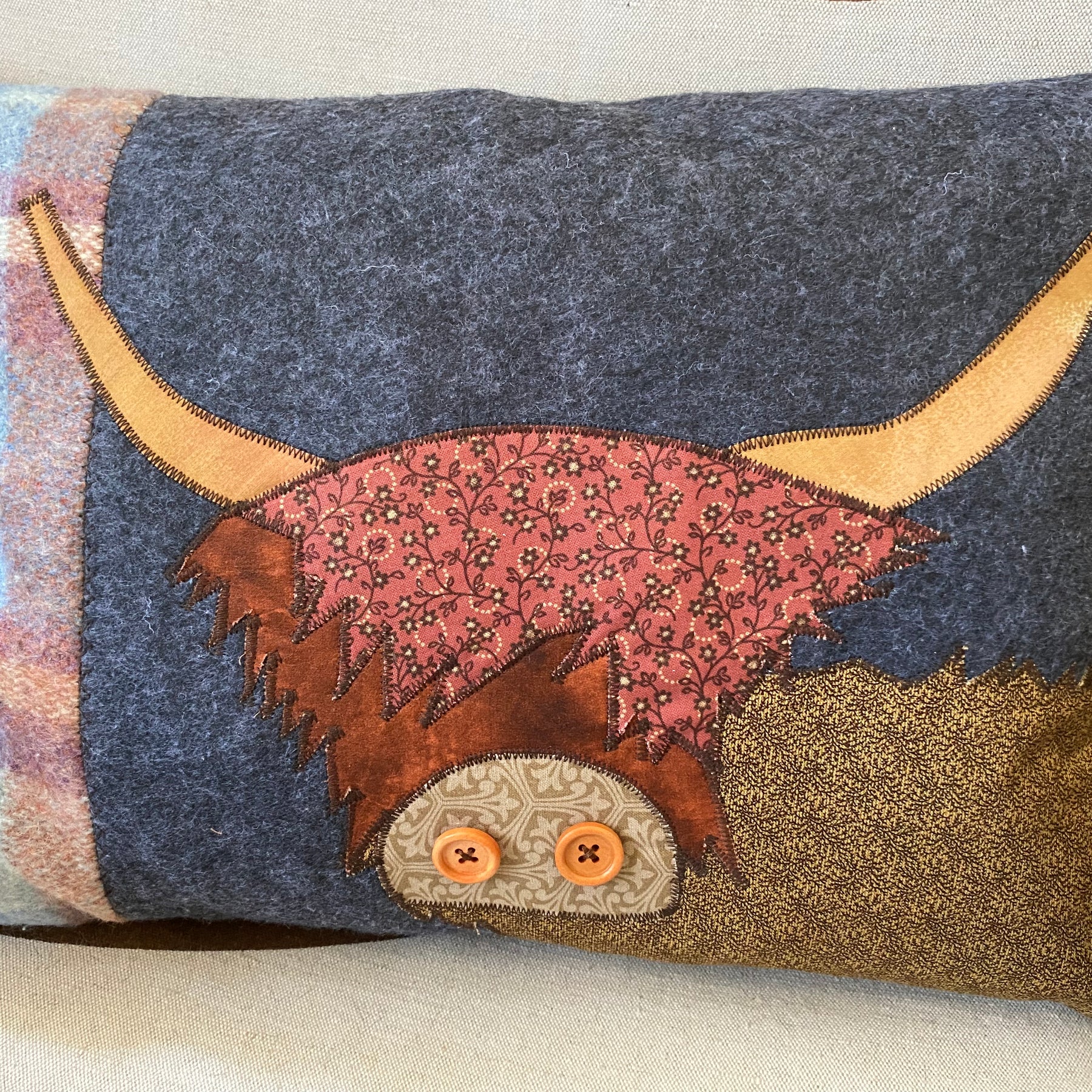 Upcycled Highland Cow Cushion