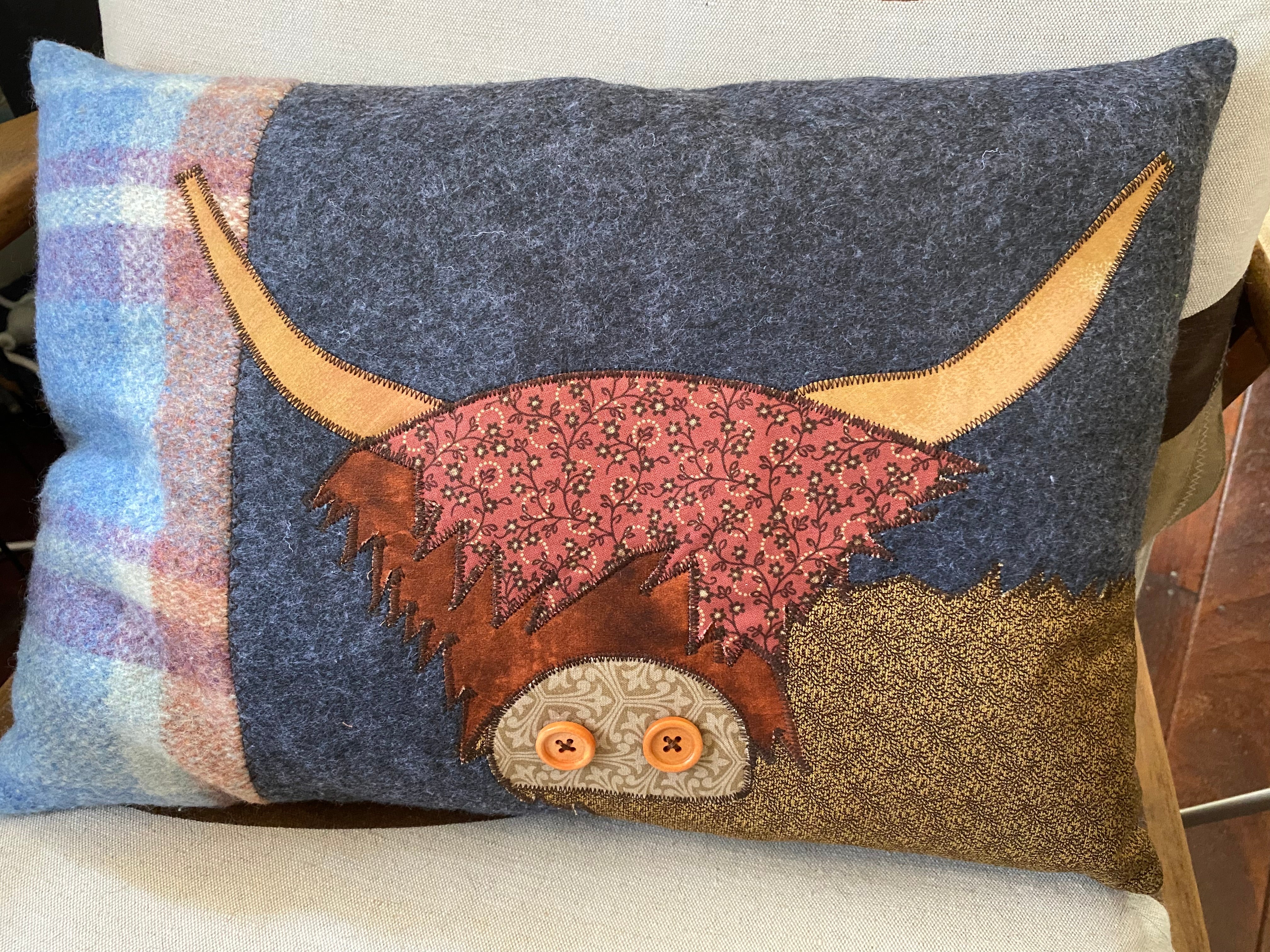 Upcycled Highland Cow Cushion