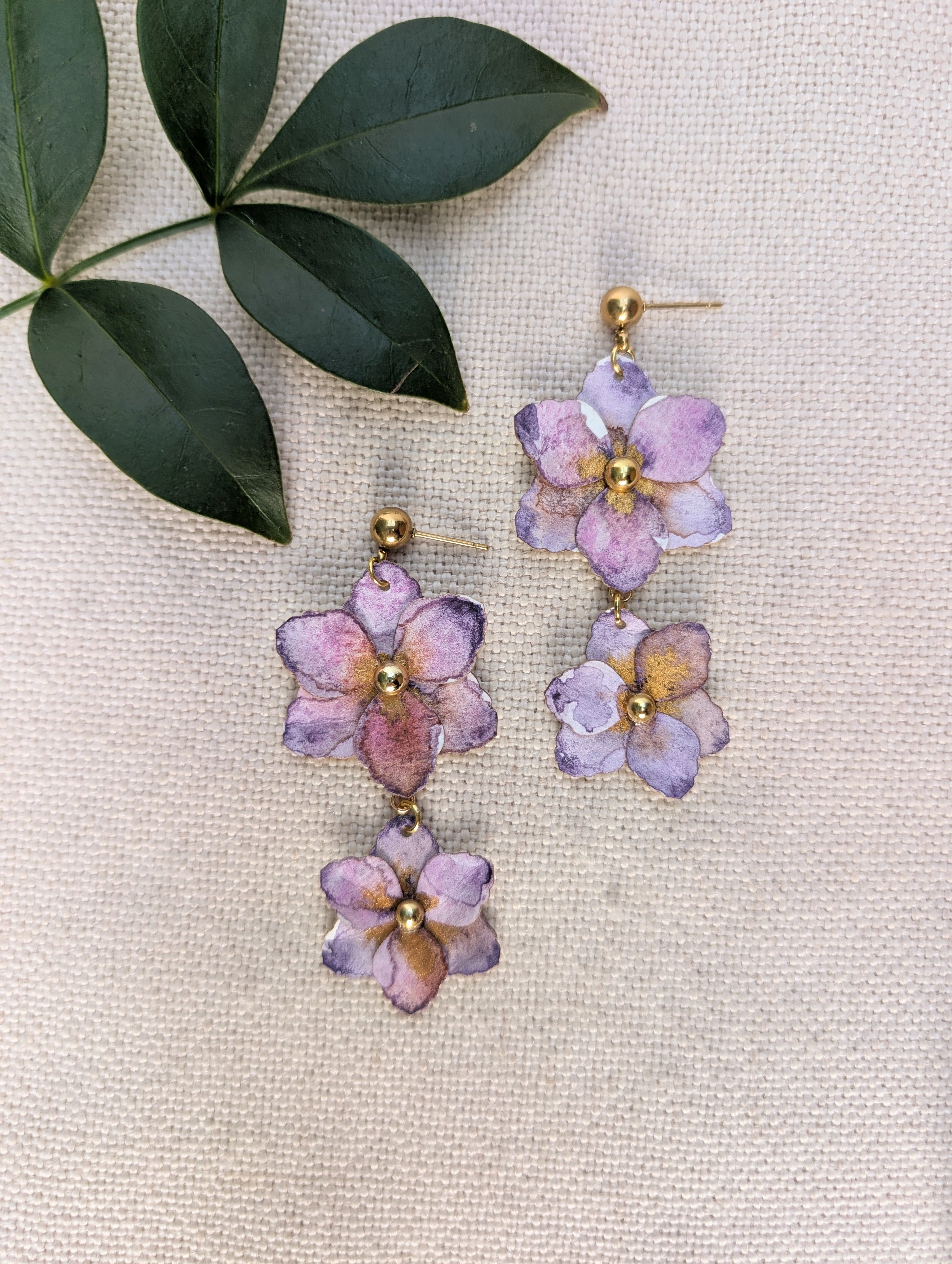 Gladiolus Flower Earrings | Handmade Paper Floral Dangle Earrings | Lightweight Botanical Jewellery