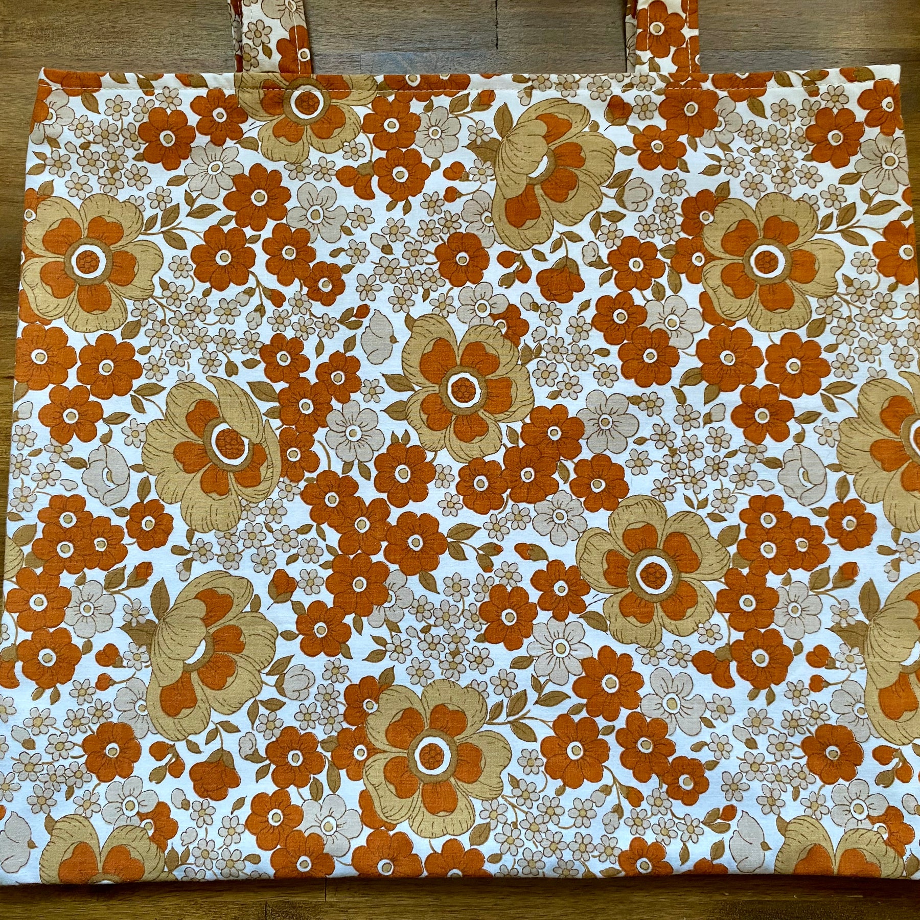 Vintage Doily Tote Bag - Embroidered Doily Pocket - Brown