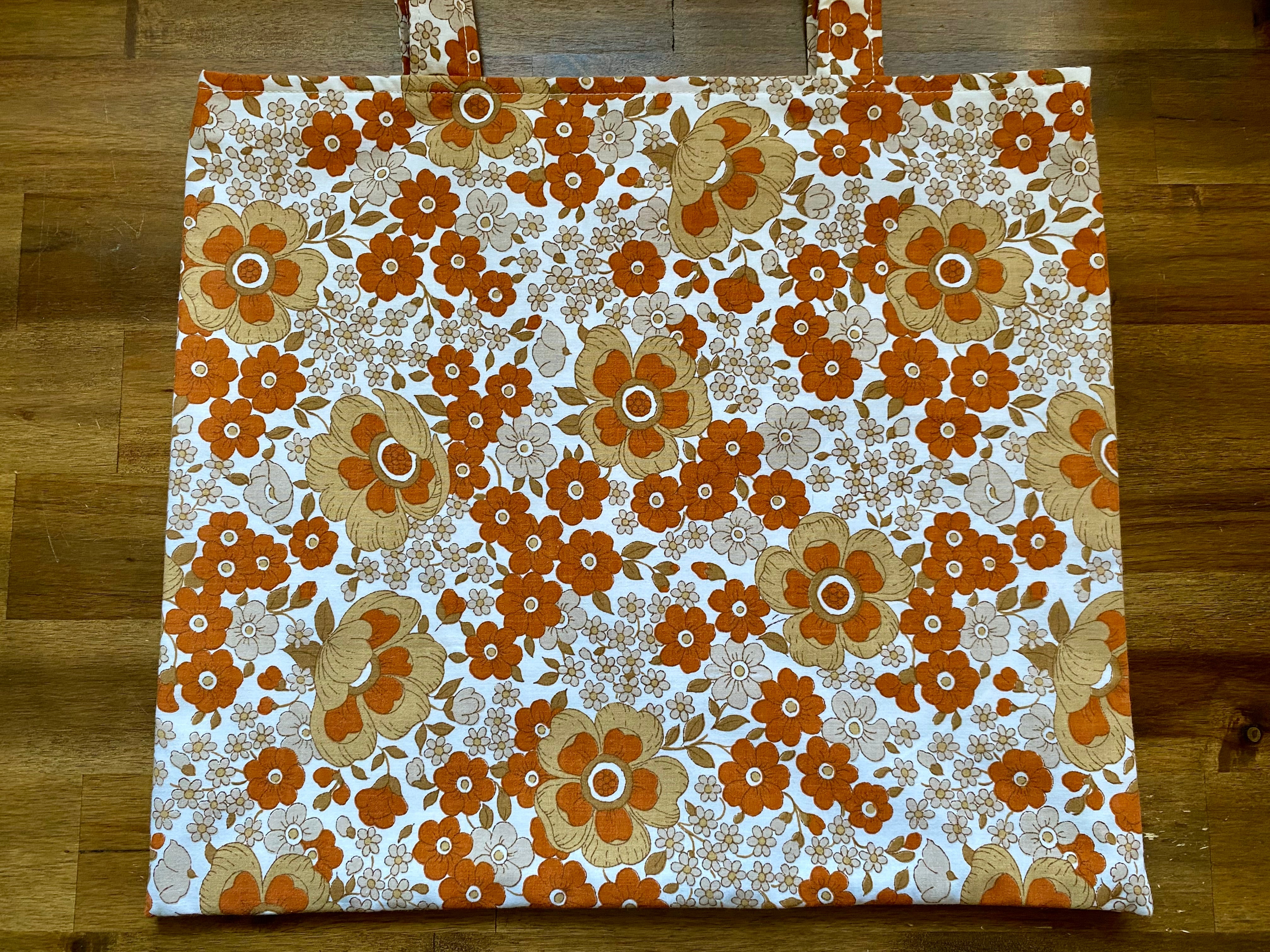 Vintage Doily Tote Bag - Embroidered Doily Pocket - Brown