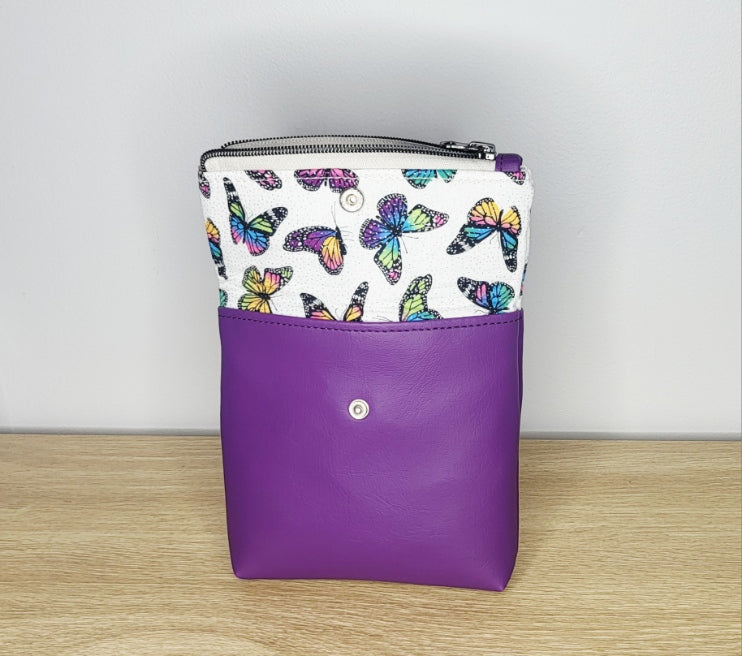 Fill Me Up Fold Over Pouch/Purple Glitter Butterflies