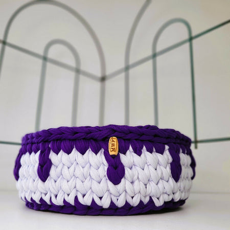 Nightshade Purple/Light Blue | Medium Basket | Handmade | Sustainable | Fibre Art | Storage