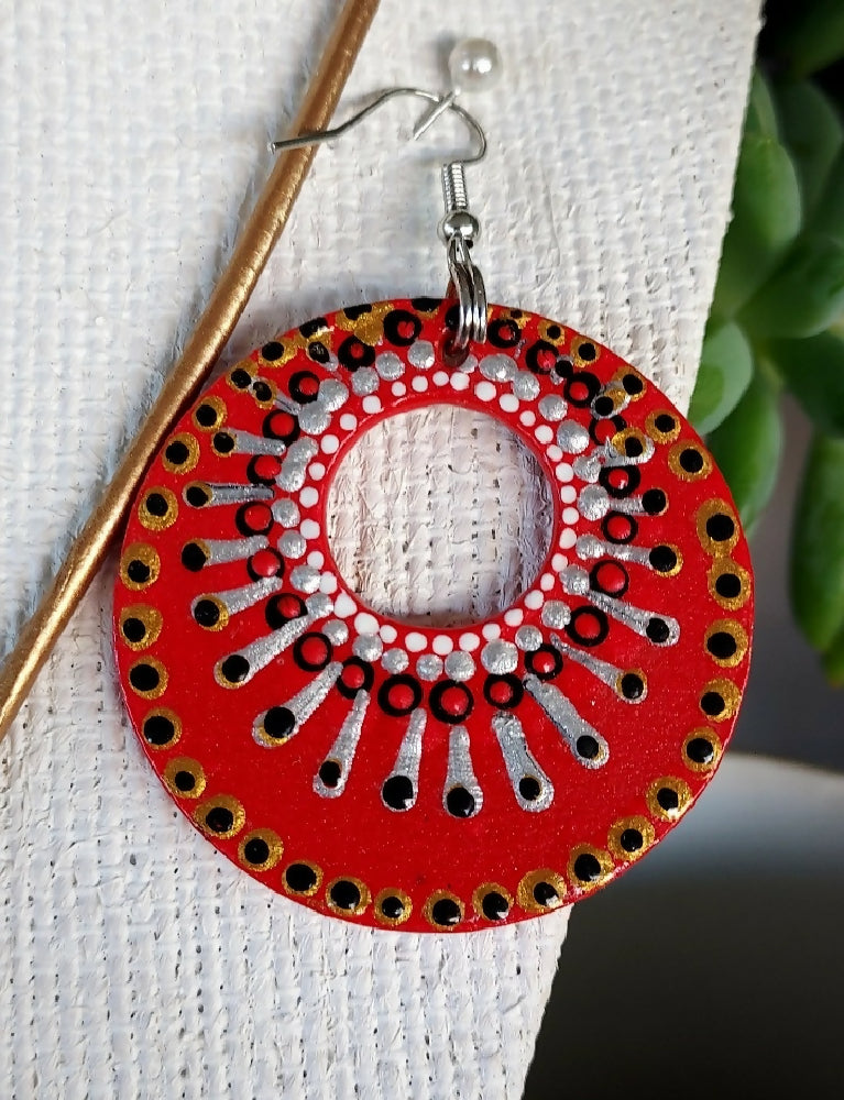 Original Dot Art design Pendant and Earing set called "Flamenco"