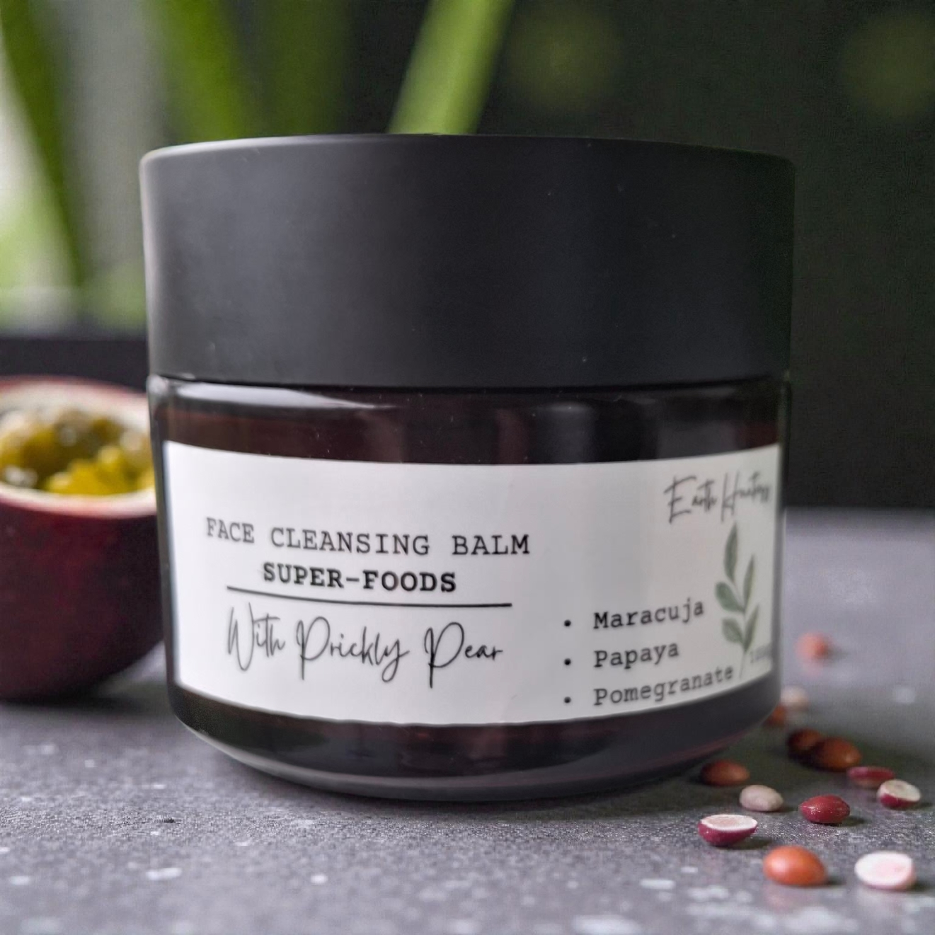 SuperFood face cleansing balm.  Maracuja + Prickly Pear Oils.
