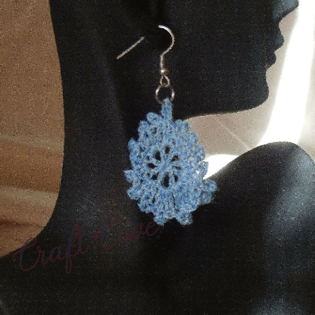 Blue Teardrop Earrings crochet