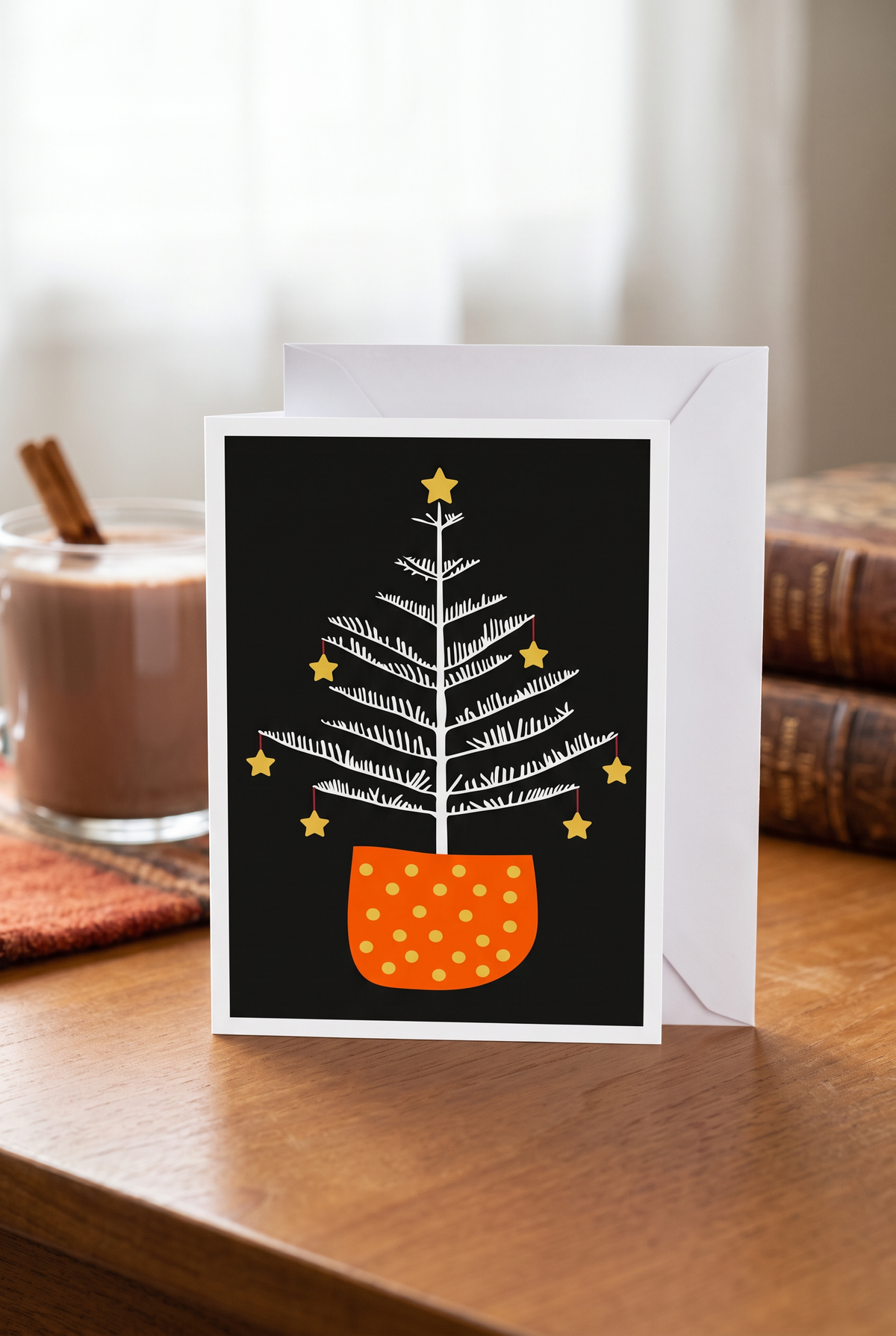 8 pack Norfolk Pine Christmas Cards: Festive Holiday Card Set, Recycled Paper.