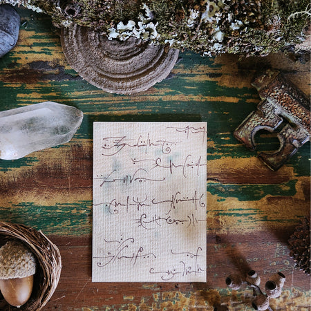 ACEO Mini Watercolour Artwork Original Art Card Collectable - Faery Script on Cream
