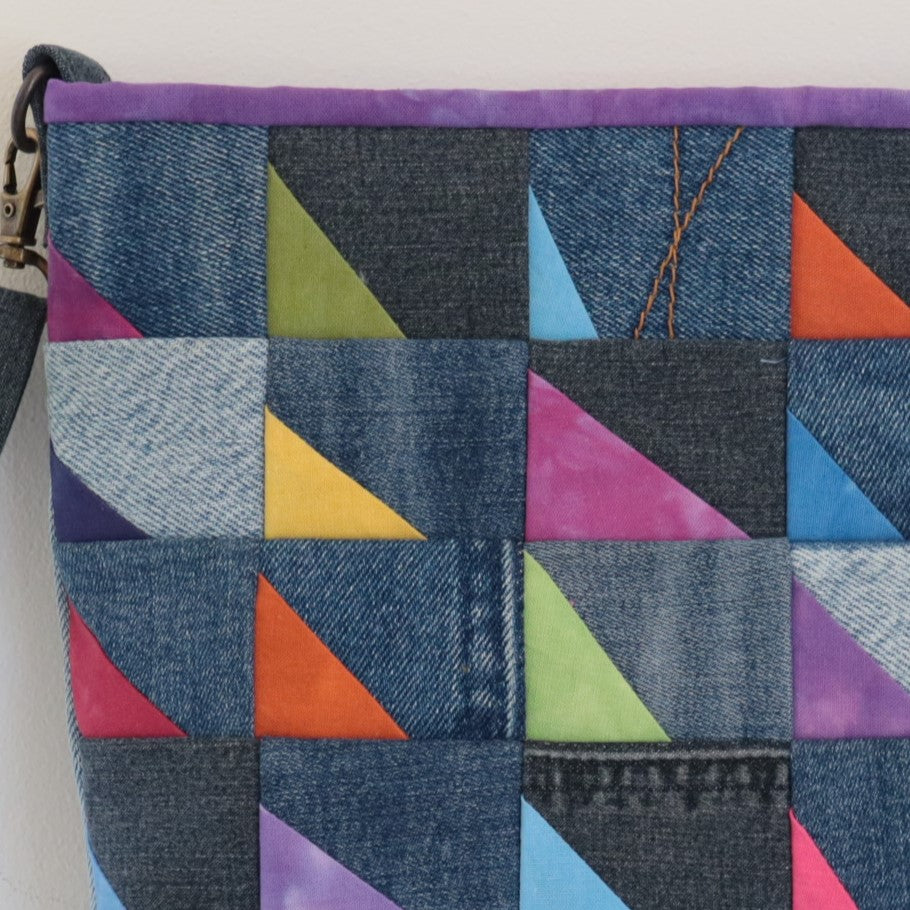 Hand Dyed and Upcycled Denim Shoulder bag, Cross Body bag