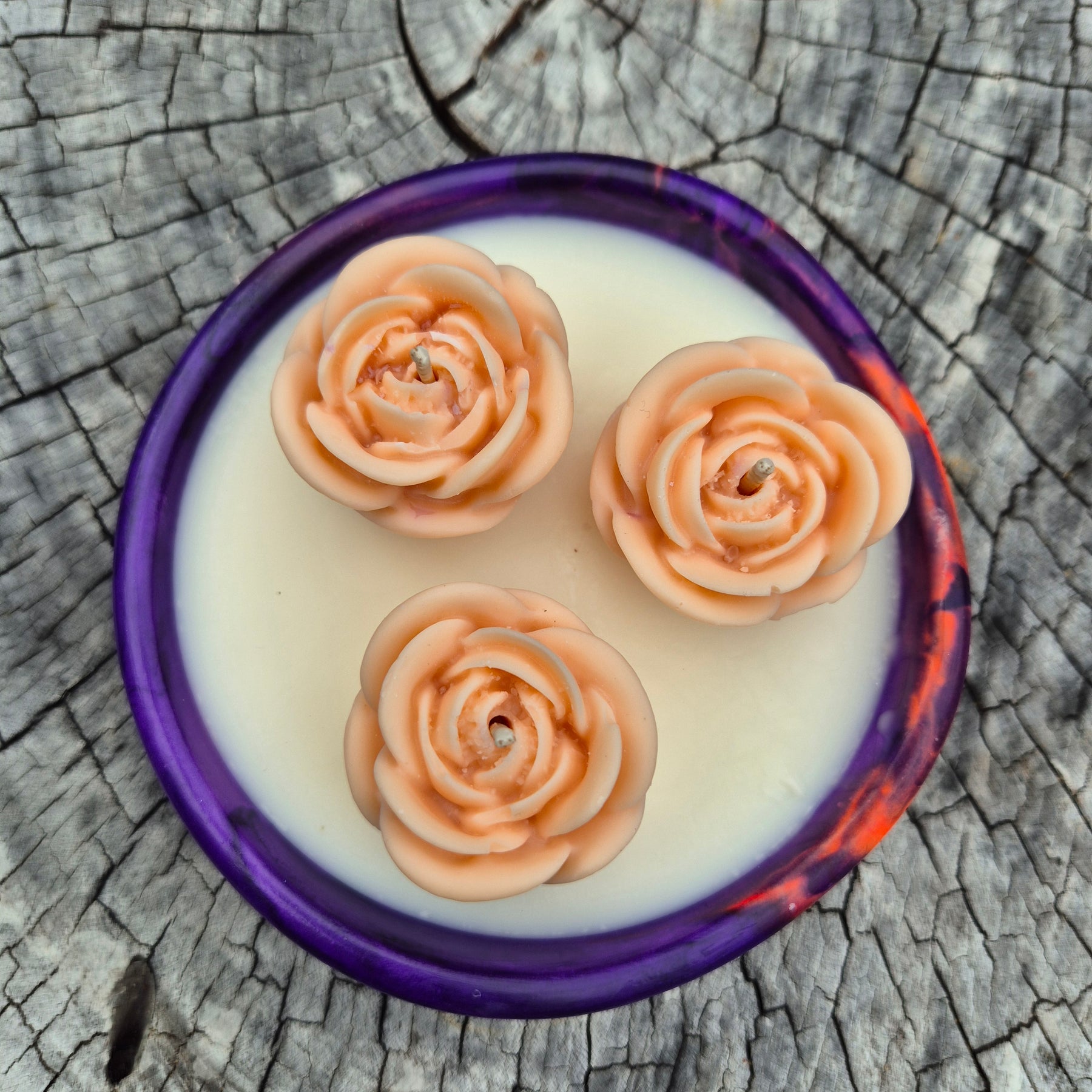 Concrete organic shaped bowl candle with black raspberry lime fragrance