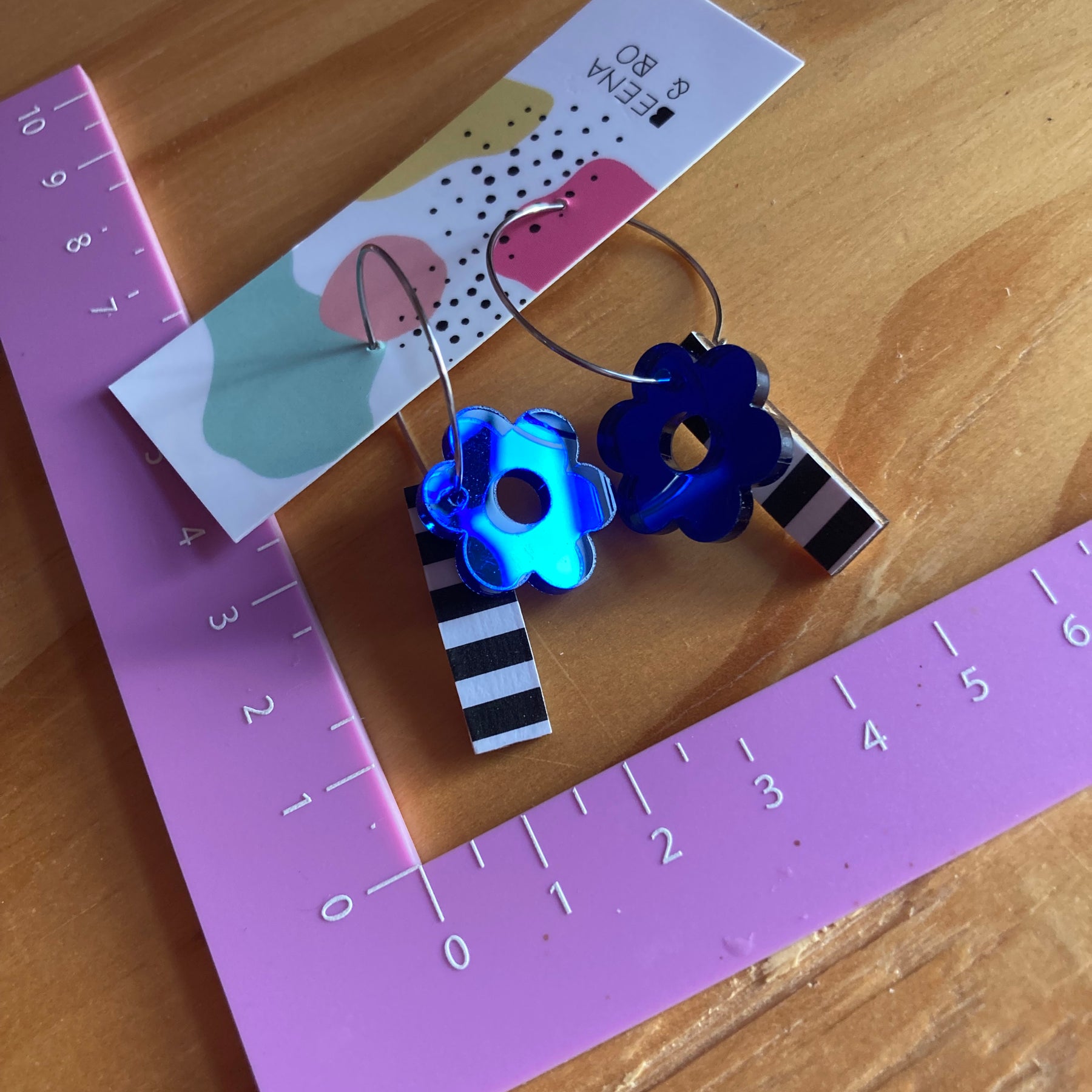 Stripes & flowers hoop earrings