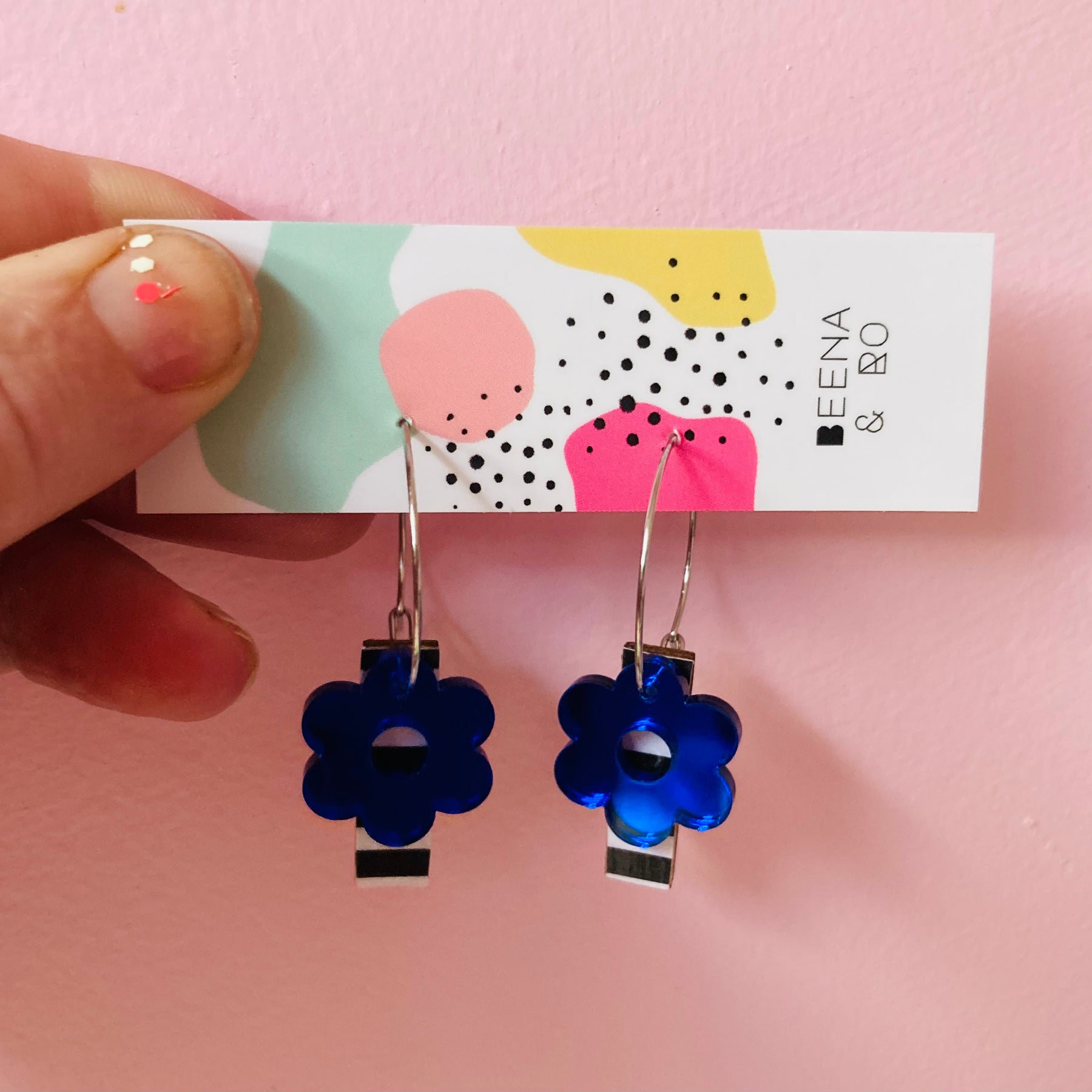 Stripes & flowers hoop earrings