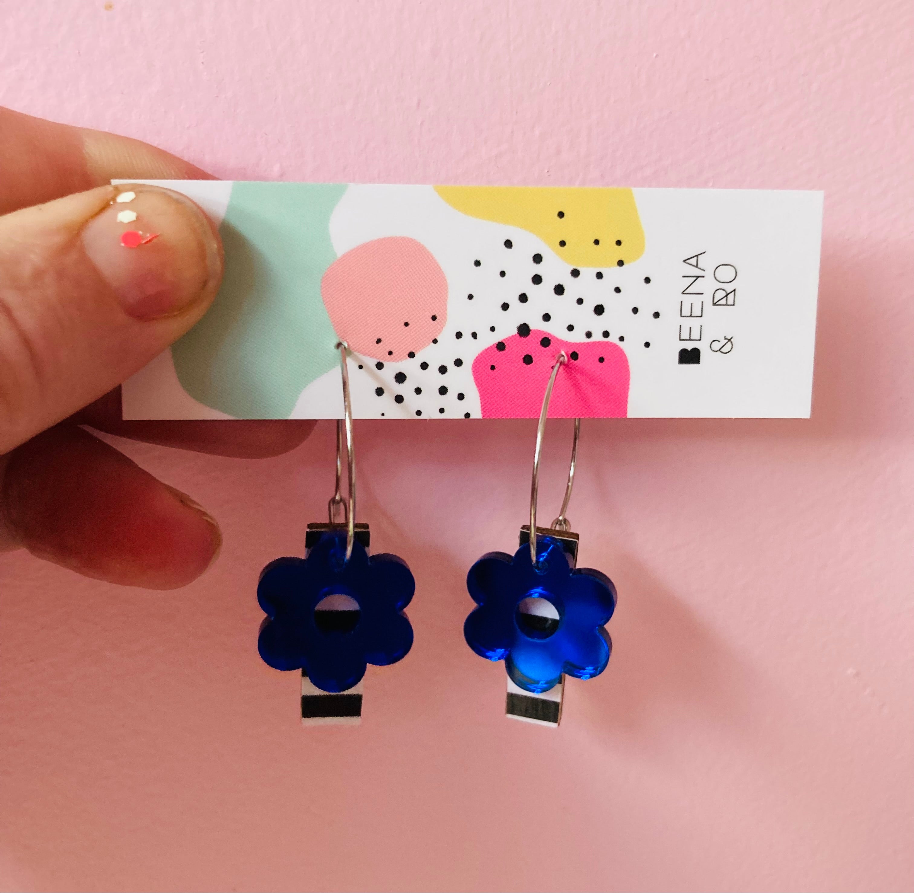Stripes & flowers hoop earrings