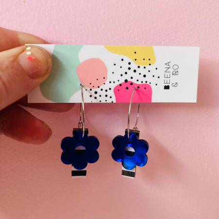 Stripes & flowers hoop earrings