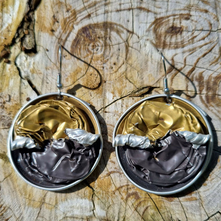 Coffee pod earrings grey and gold