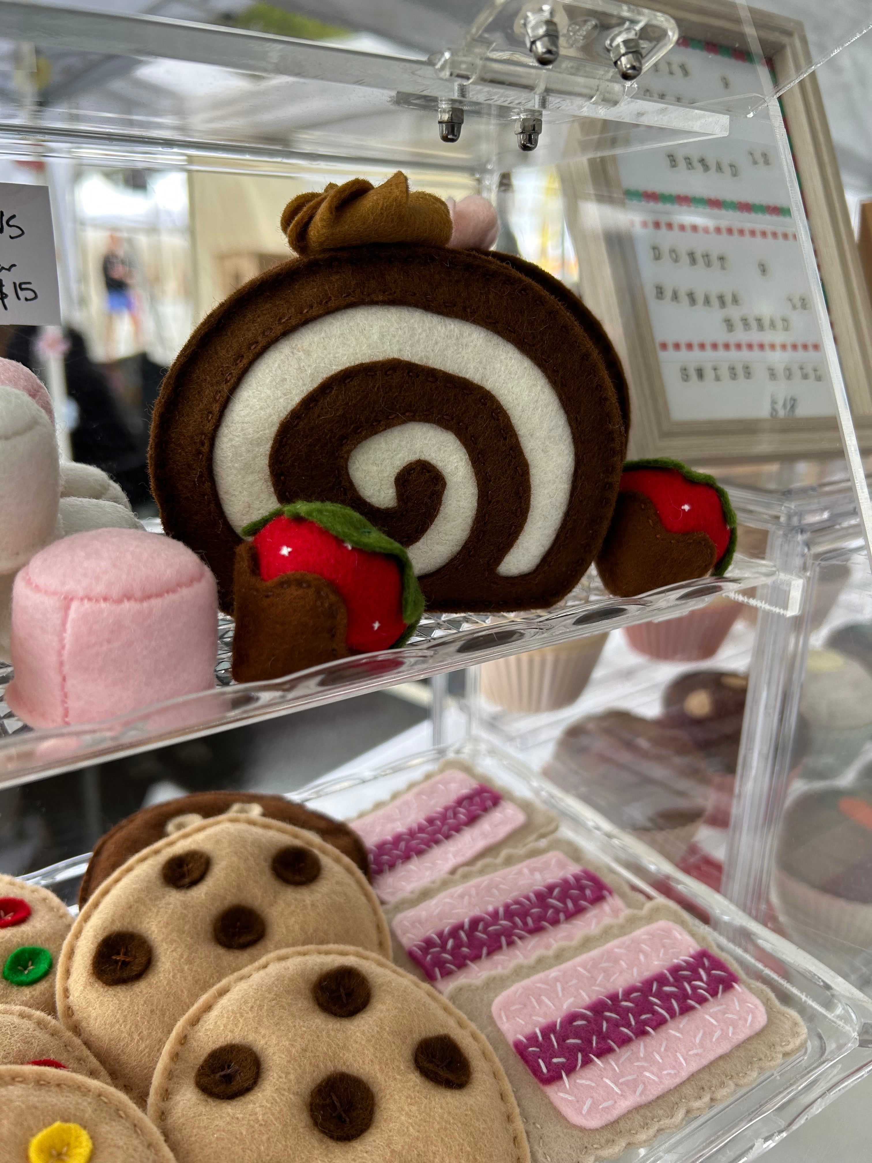 Felt Swiss Roll Cake, felt play food, play kitchen