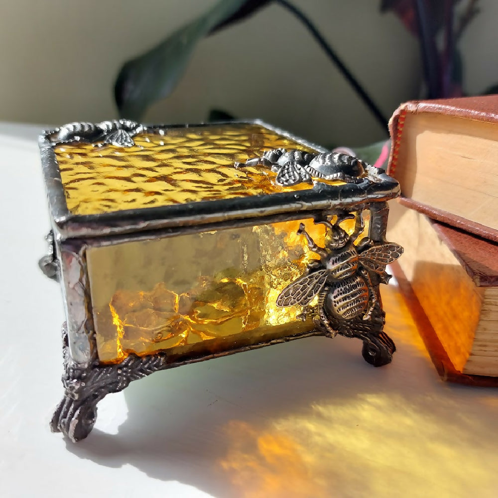 Amber coloured stained glass box