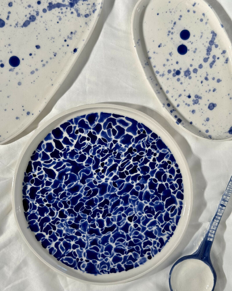 Australian-Ceramic-Artist-Ana-Ceramica-Home-Kitchen-and-Dining-Servingware-Porcelain-Platter-Set-Cobalt-Splatter-Serving-Spoon-Handmade-Pottery