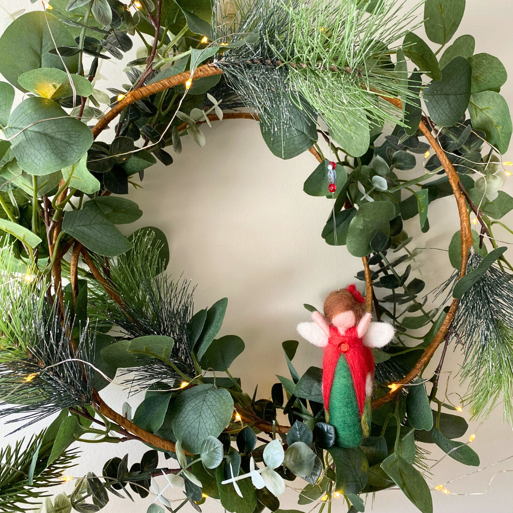 Holly Guardian of Christmas Joy | Handcrafted Needle Felted Wool Christmas Fairy Ornament | Flower Guardian Collection