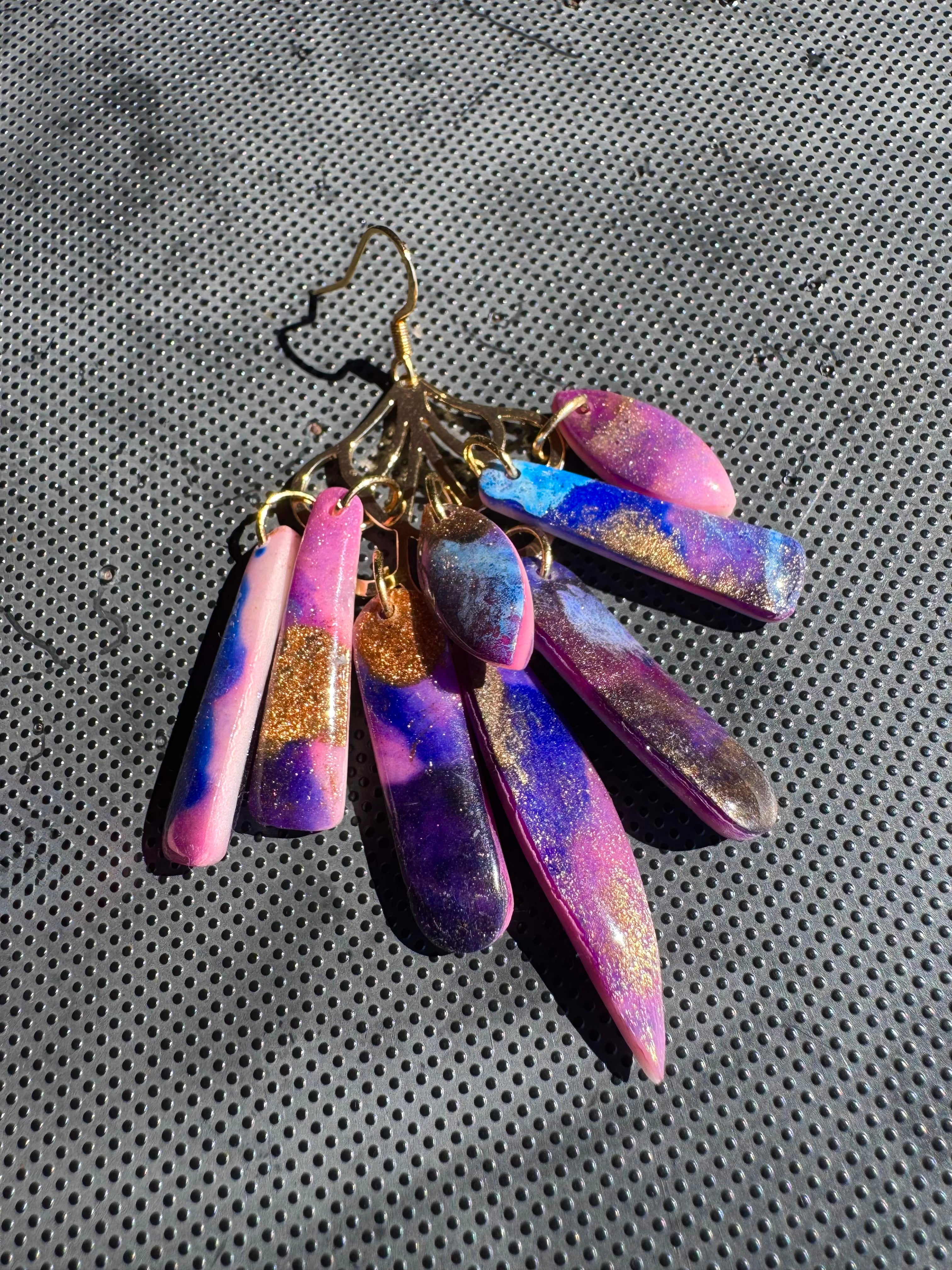 Peacock polymer clay earrings