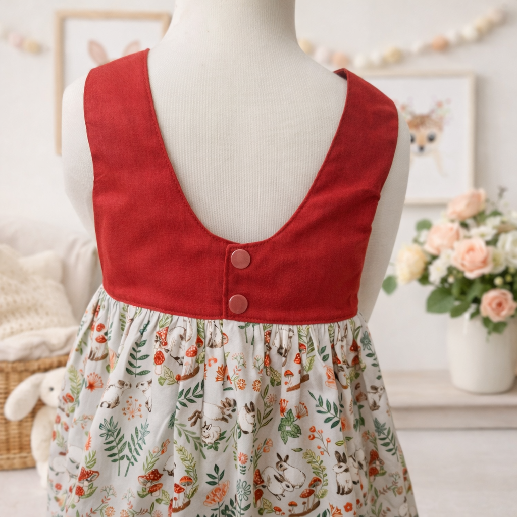 Green Bunny Garden Handmade Dress – (Ready to Ship)