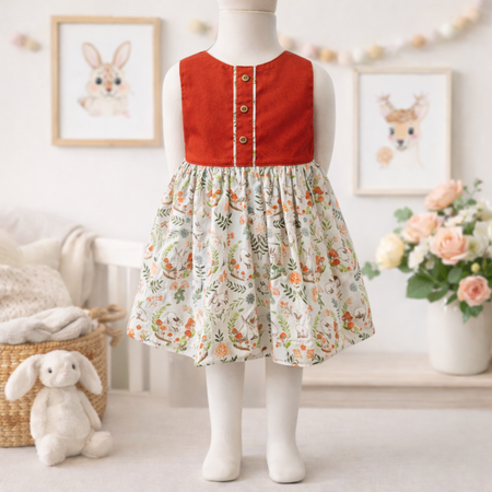 Green Bunny Garden Handmade Dress – (Ready to Ship)