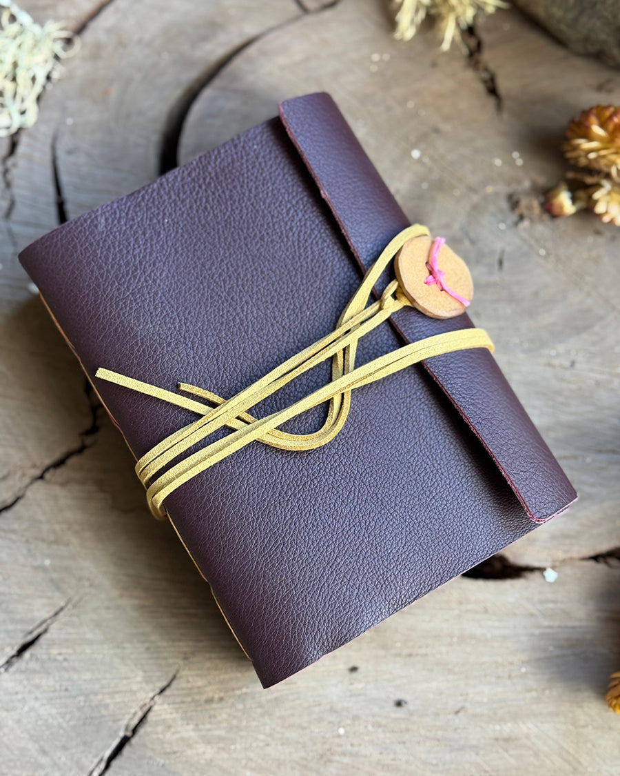 Burgundy Cross & Straight-stitched A6 Journal