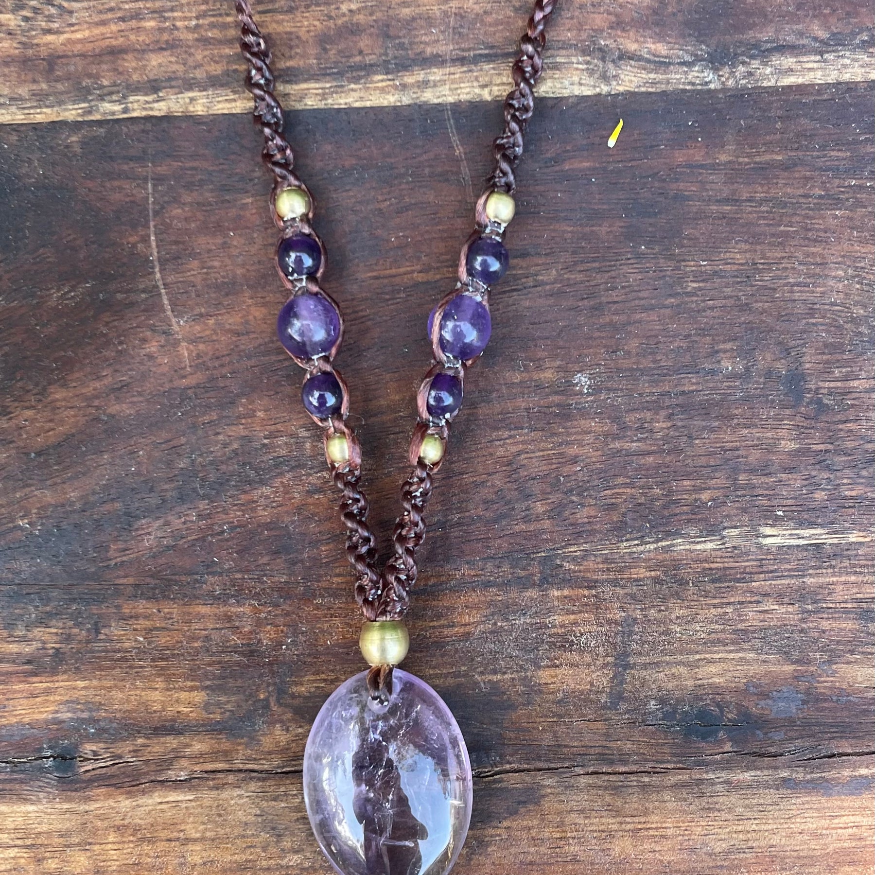 Amethyst Pendant, Macrame necklace