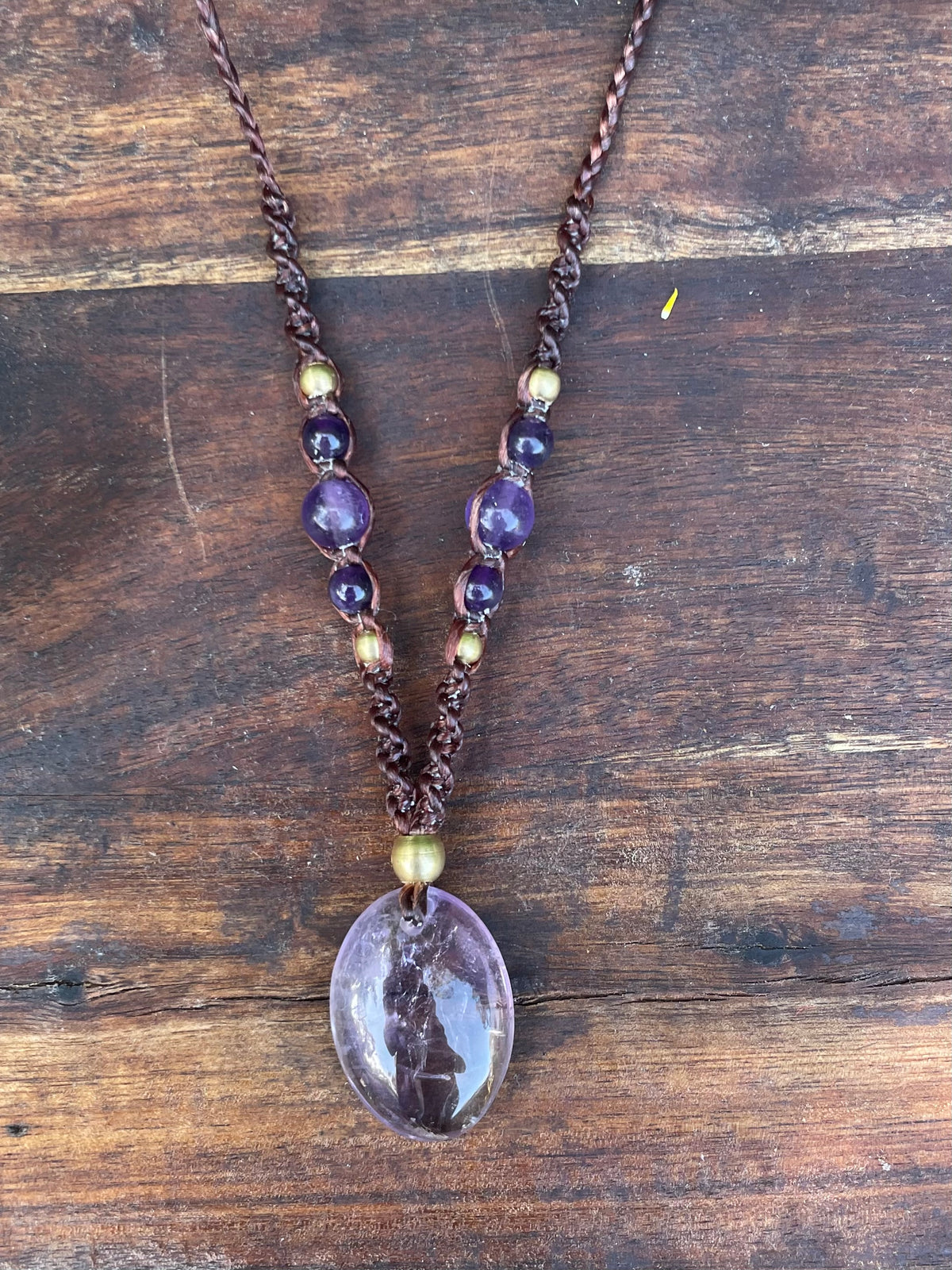 Amethyst Pendant, Macrame necklace