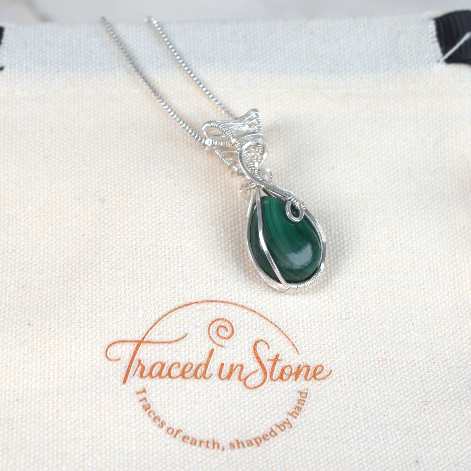 Wire Wrapped Malachite Keepsake Pendant