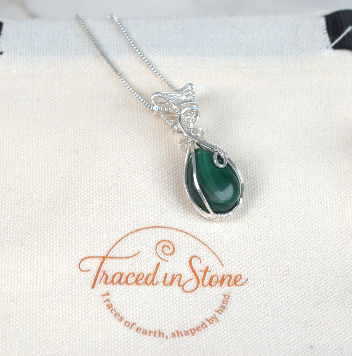 Wire Wrapped Malachite Keepsake Pendant