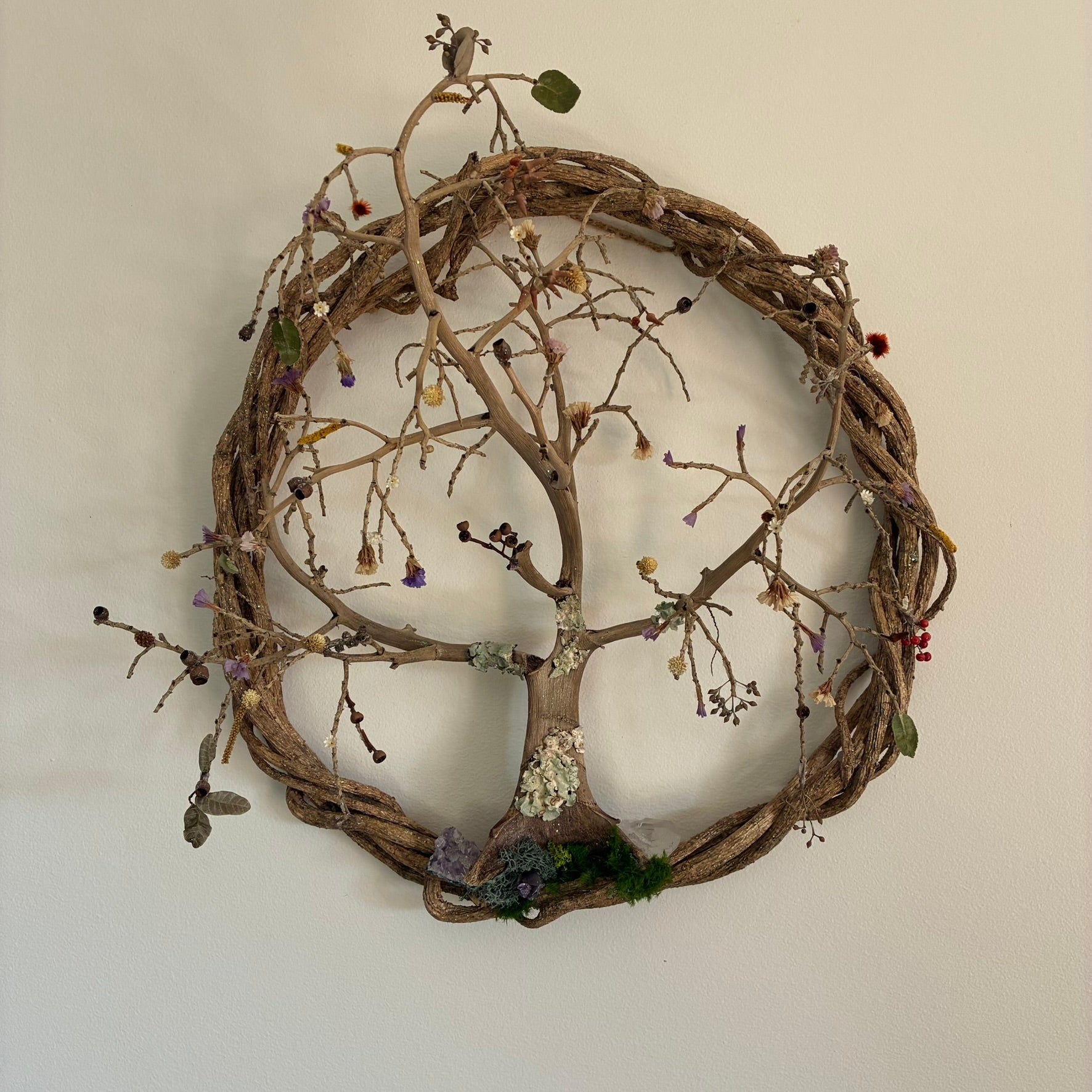 Wreath ~ Tree of Life Wreath with Amethyst & Clear Quartz