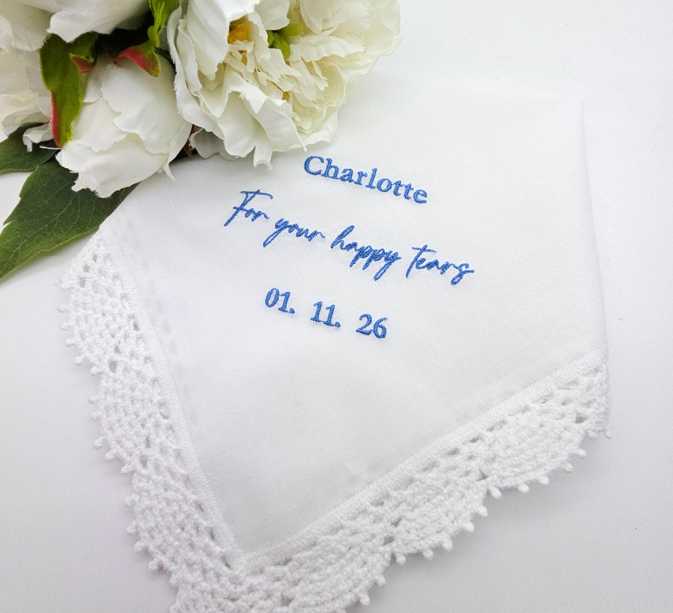 For Your Happy Tears Personalised Wedding Handkerchief Gift