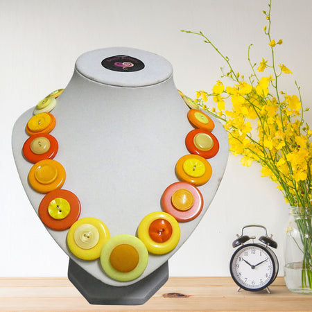 Button necklace - Oranges and Lemons