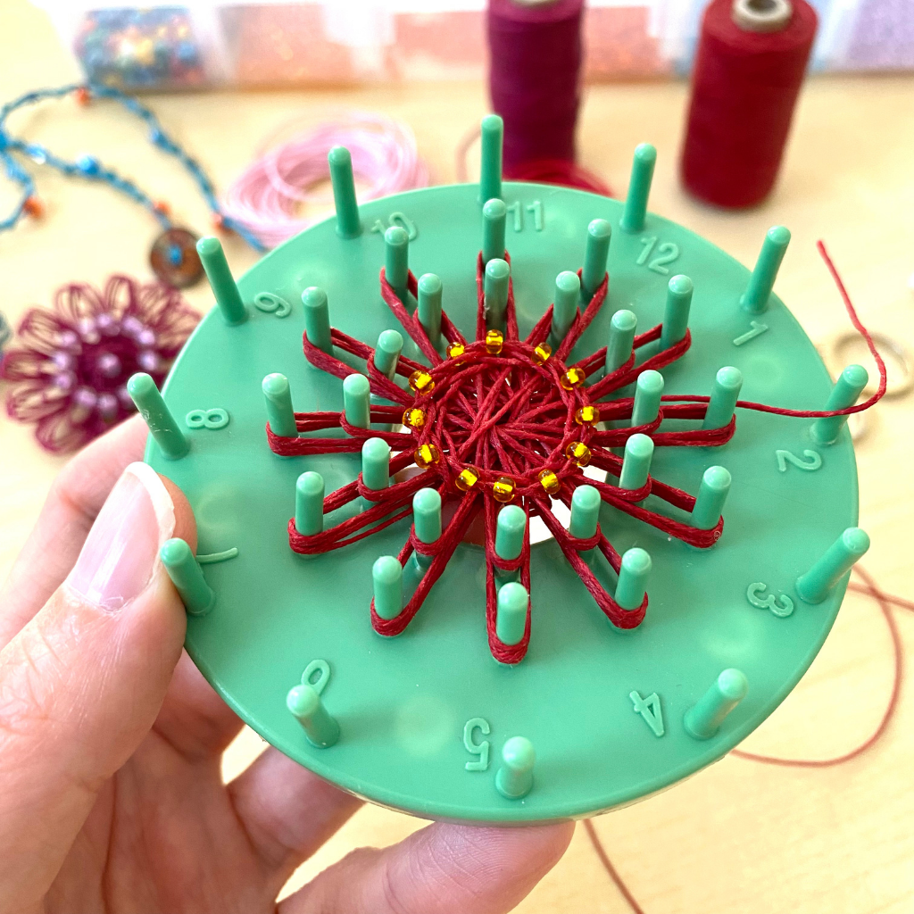 Handmade Red Flower Christmas Necklace | Celebration Moment | Woven Bloom Moments Collection