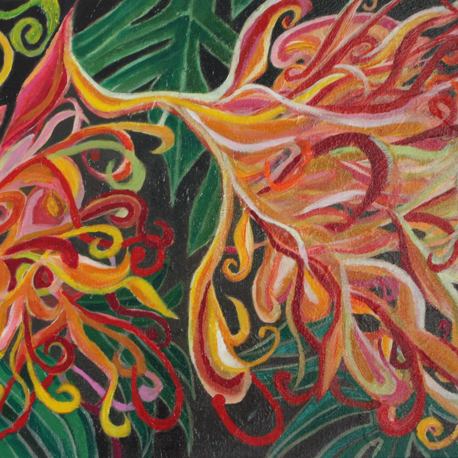 Grevillea Fire - Original Acrylic Painting Australian Native Grevillea